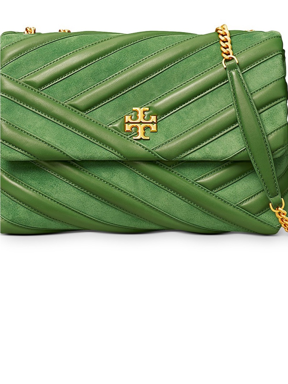 Tory Burch Green Chevron Bombé Convertible Shoulder Bag/leather and suede - Picture 3 of 17
